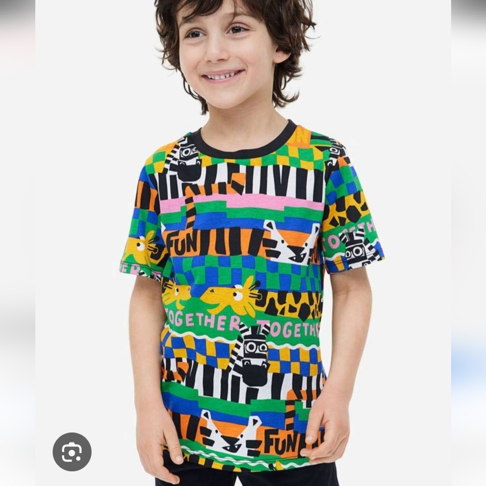 H&M Safari Colorful Kids Fun Graphic T-Shirt 5T / 6